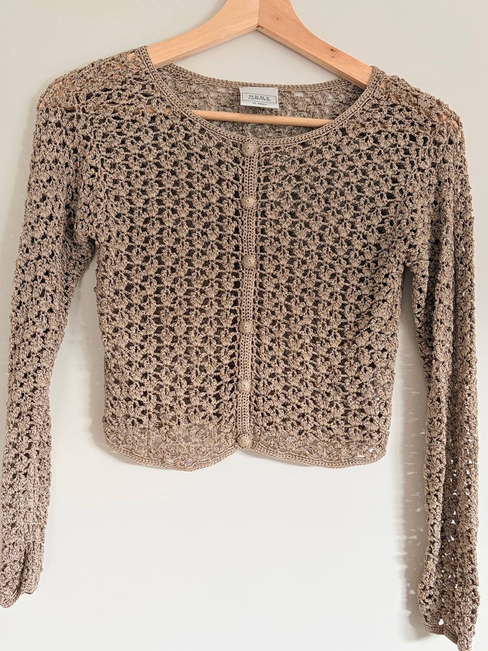 ✨ Vintage Y2K NEXT Crochet Top Fairycore Boho Long Sleeve Open Knit Cottagecore